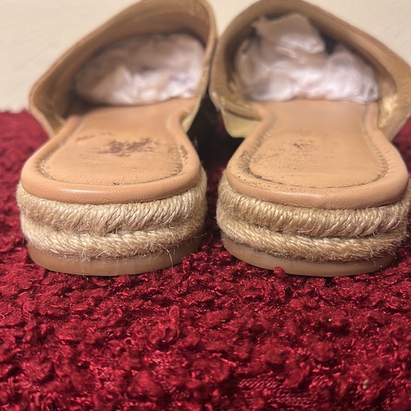 SAM EDELMAN-Gold Leather Espadrilles Slide Mules-Size 7 - Picture 6 of 17